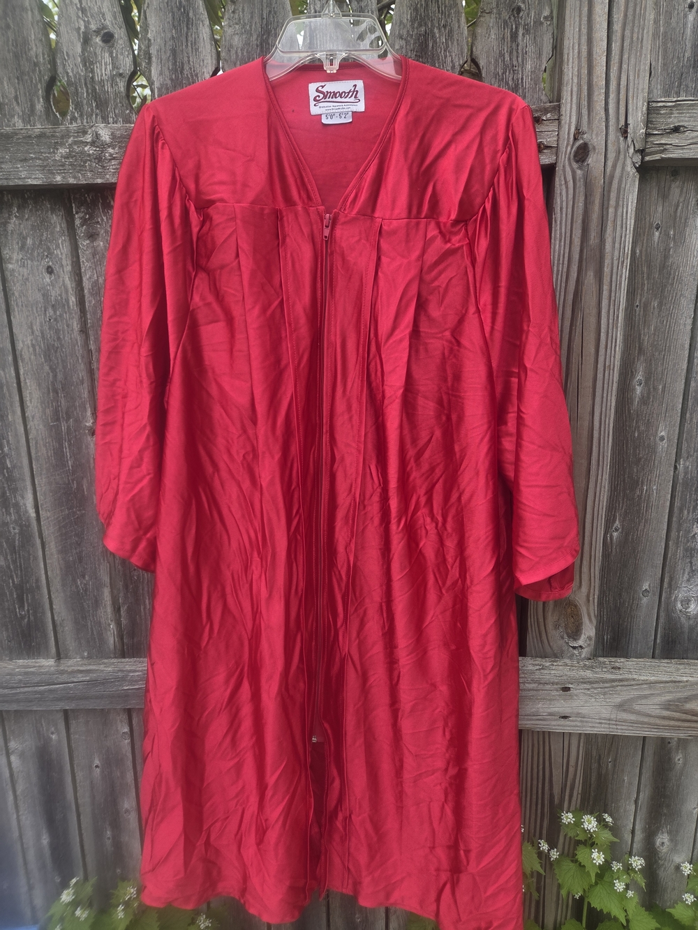 Smooth Bright Red Satin Robe with Front Zip